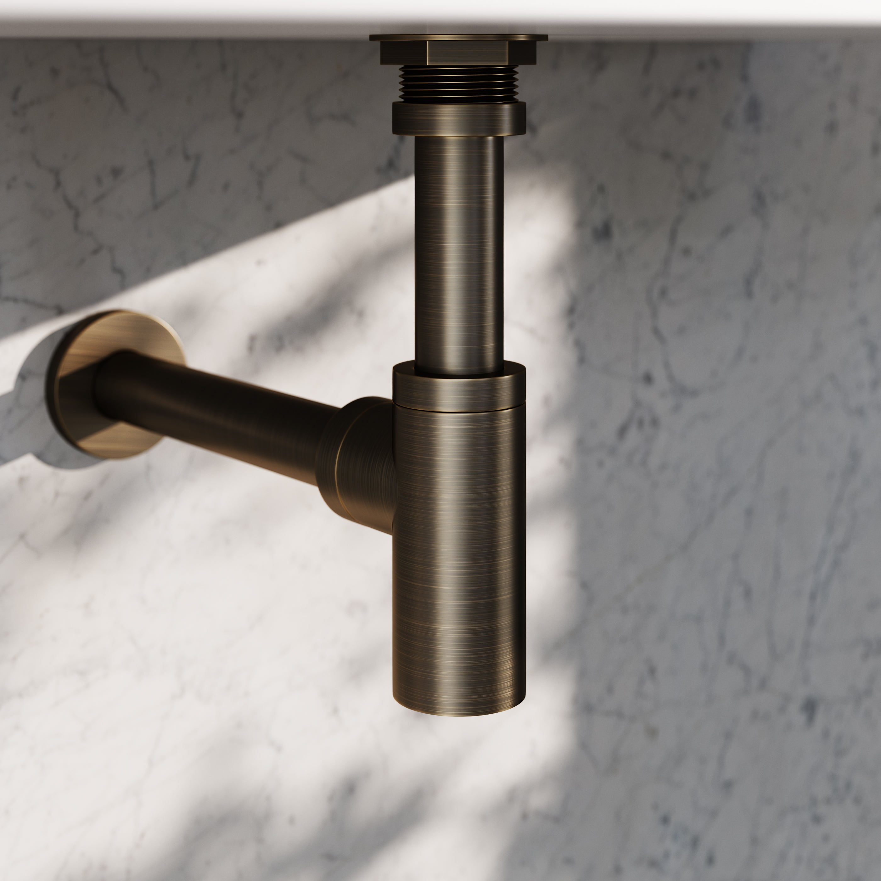 Sifon Wastafel Rond Geborsteld Brons Design Afvoer Badkamer Inkortbaar Complete Set