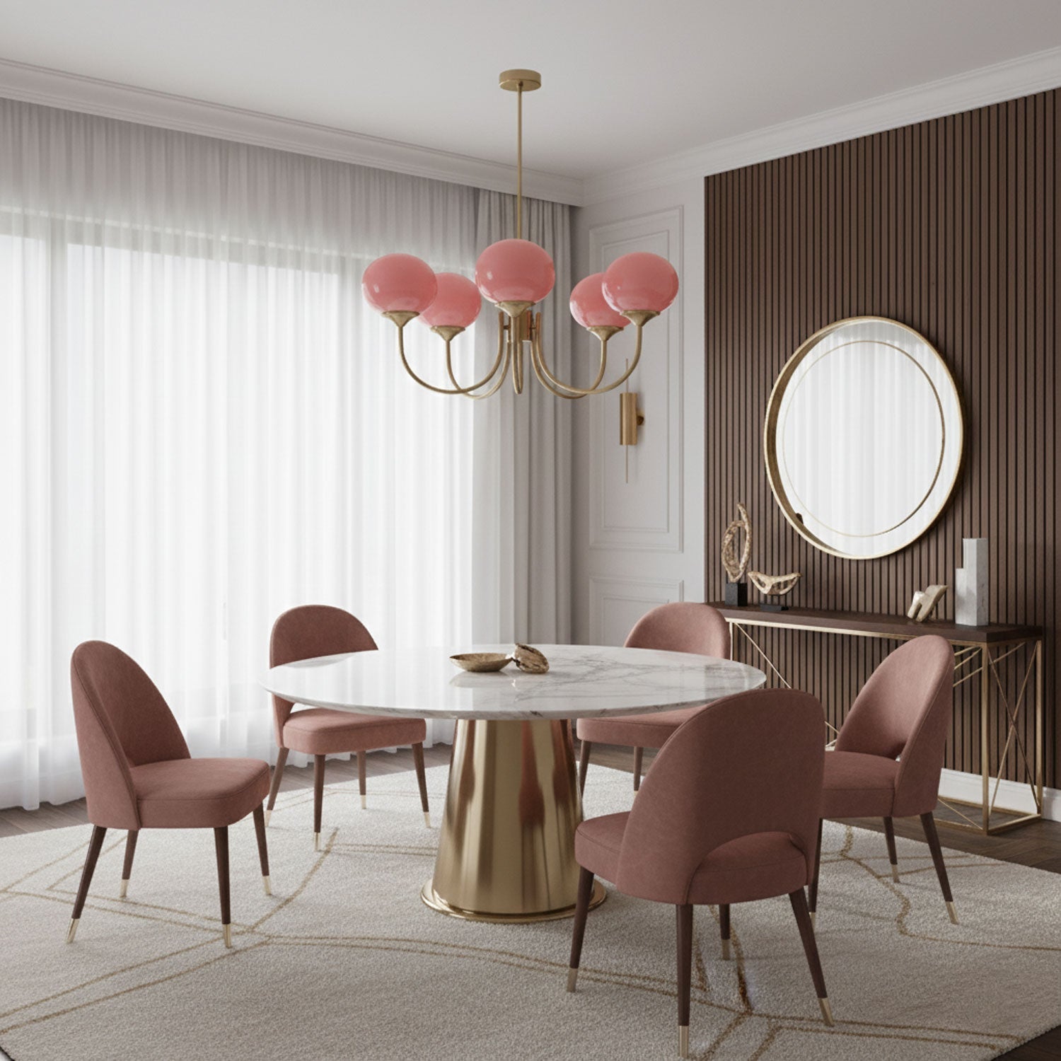 Glazen Kroonluchter Met Roze Witte Of Creme Bollen En Gouden Of Chromen Frame Moderne Design Kroonluchter Met 3 Of 5 Lichtpunten Voor Woonkamer En Eetkamer | Restfield