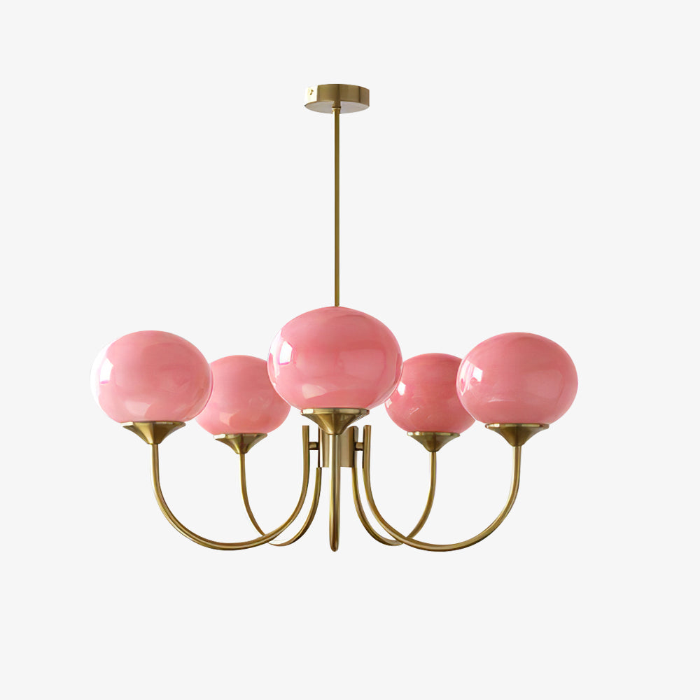 Glazen Kroonluchter Met Roze Witte Of Creme Bollen En Gouden Of Chromen Frame Moderne Design Kroonluchter Met 3 Of 5 Lichtpunten Voor Woonkamer En Eetkamer | Restfield