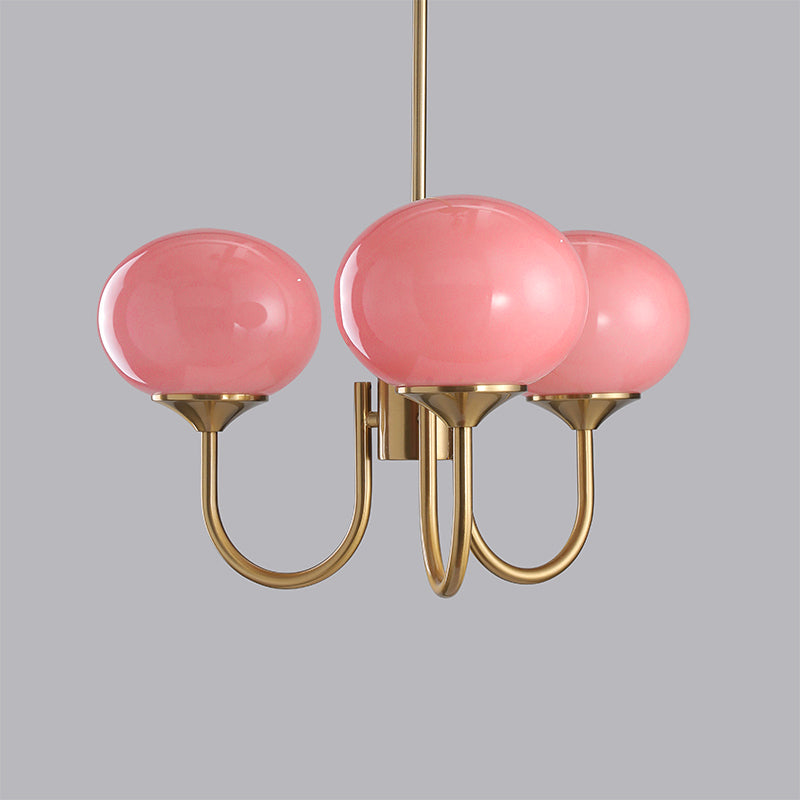 Glazen Kroonluchter Met Roze Witte Of Creme Bollen En Gouden Of Chromen Frame Moderne Design Kroonluchter Met 3 Of 5 Lichtpunten Voor Woonkamer En Eetkamer | Restfield