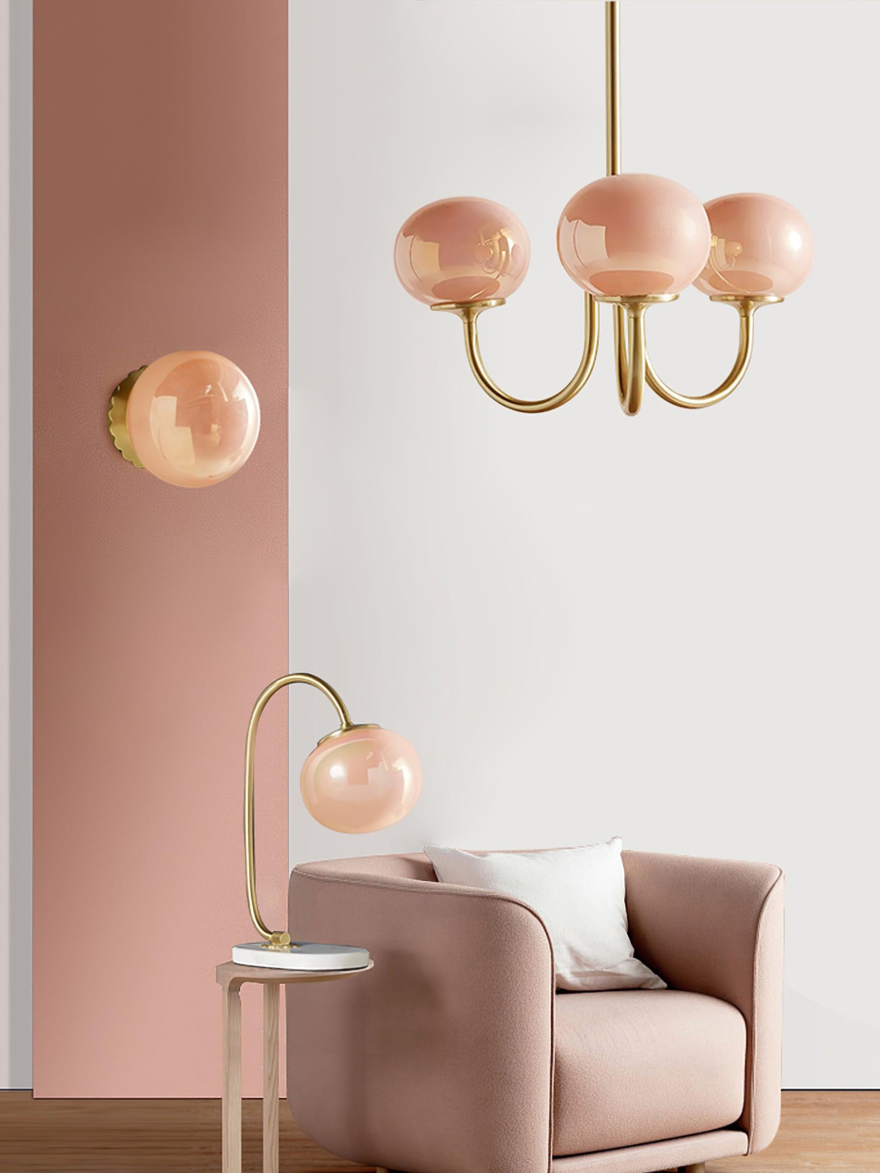 Glazen Kroonluchter Met Roze Witte Of Creme Bollen En Gouden Of Chromen Frame Moderne Design Kroonluchter Met 3 Of 5 Lichtpunten Voor Woonkamer En Eetkamer | Restfield