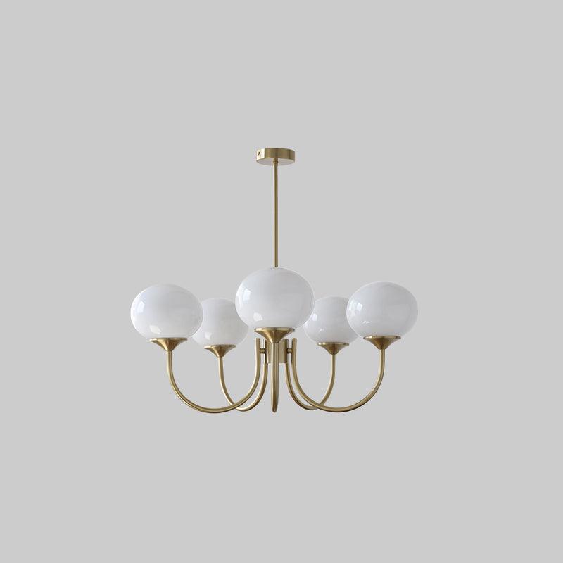 Glazen Kroonluchter Met Roze Witte Of Creme Bollen En Gouden Of Chromen Frame Moderne Design Kroonluchter Met 3 Of 5 Lichtpunten Voor Woonkamer En Eetkamer | Restfield