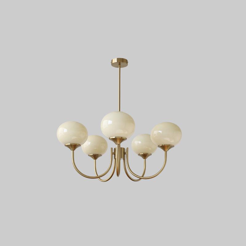 Glazen Kroonluchter Met Roze Witte Of Creme Bollen En Gouden Of Chromen Frame Moderne Design Kroonluchter Met 3 Of 5 Lichtpunten Voor Woonkamer En Eetkamer | Restfield