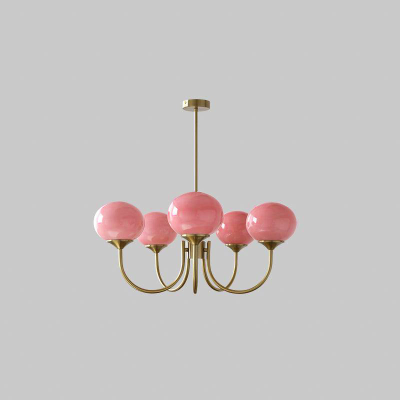 Glazen Kroonluchter Met Roze Witte Of Creme Bollen En Gouden Of Chromen Frame Moderne Design Kroonluchter Met 3 Of 5 Lichtpunten Voor Woonkamer En Eetkamer | Restfield