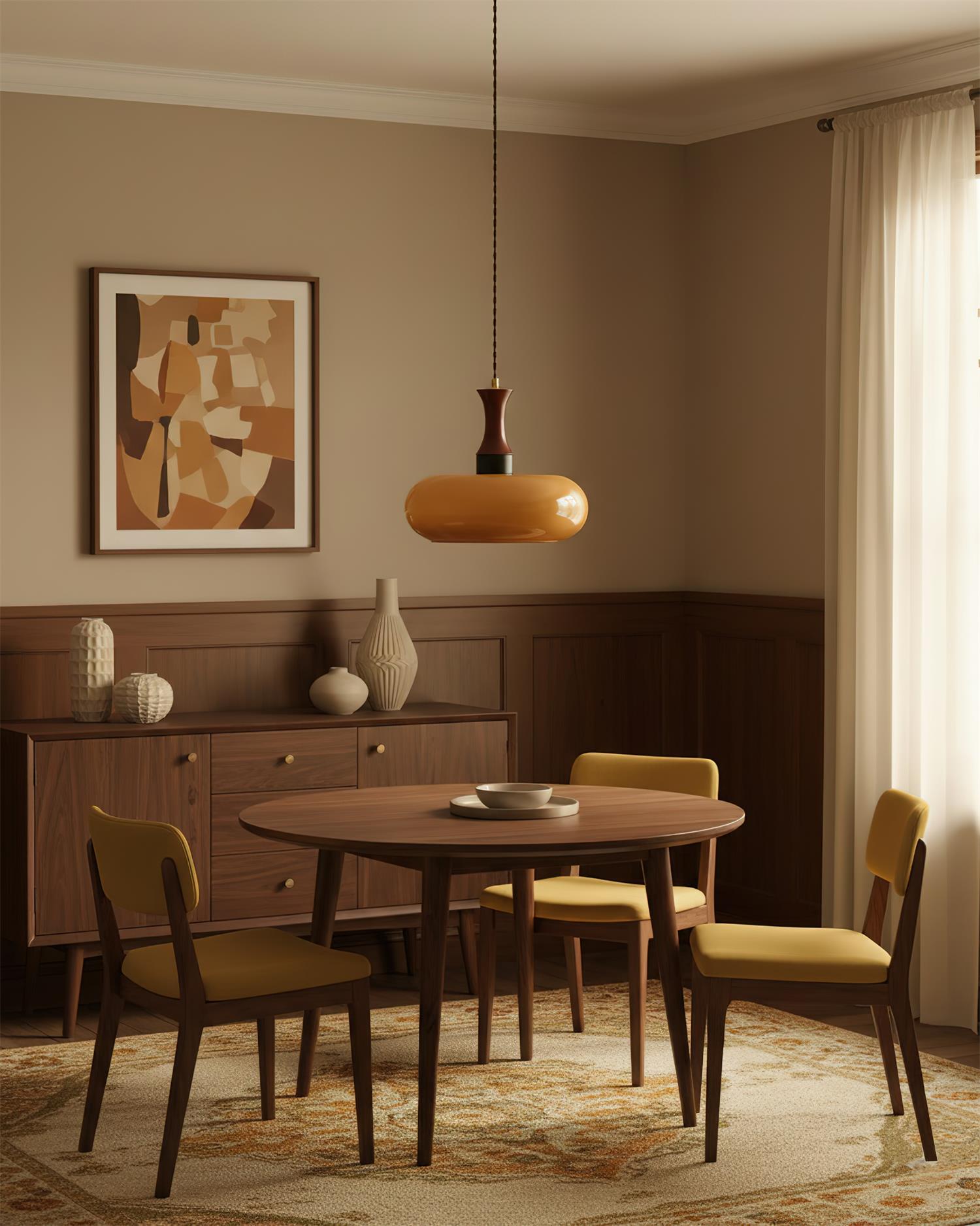 Amber glazen hanglamp – warme sfeerverlichting voor woonkamer en eetkamer | Restfield