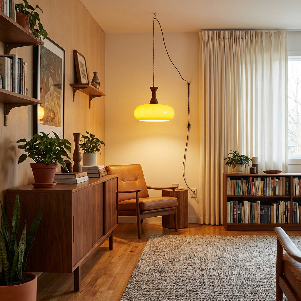 Amber glazen hanglamp – warme sfeerverlichting voor woonkamer en eetkamer | Restfield