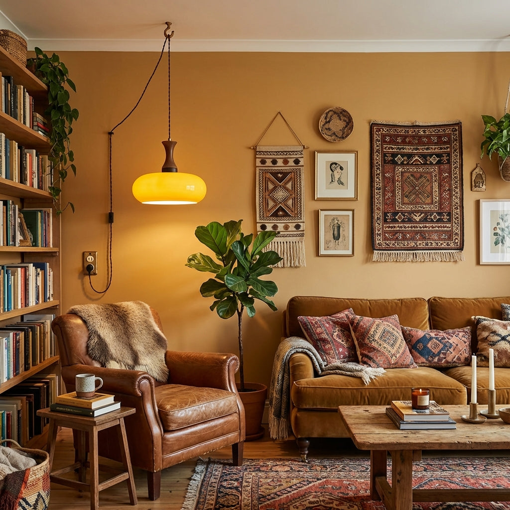 Amber glazen hanglamp – warme sfeerverlichting voor woonkamer en eetkamer | Restfield