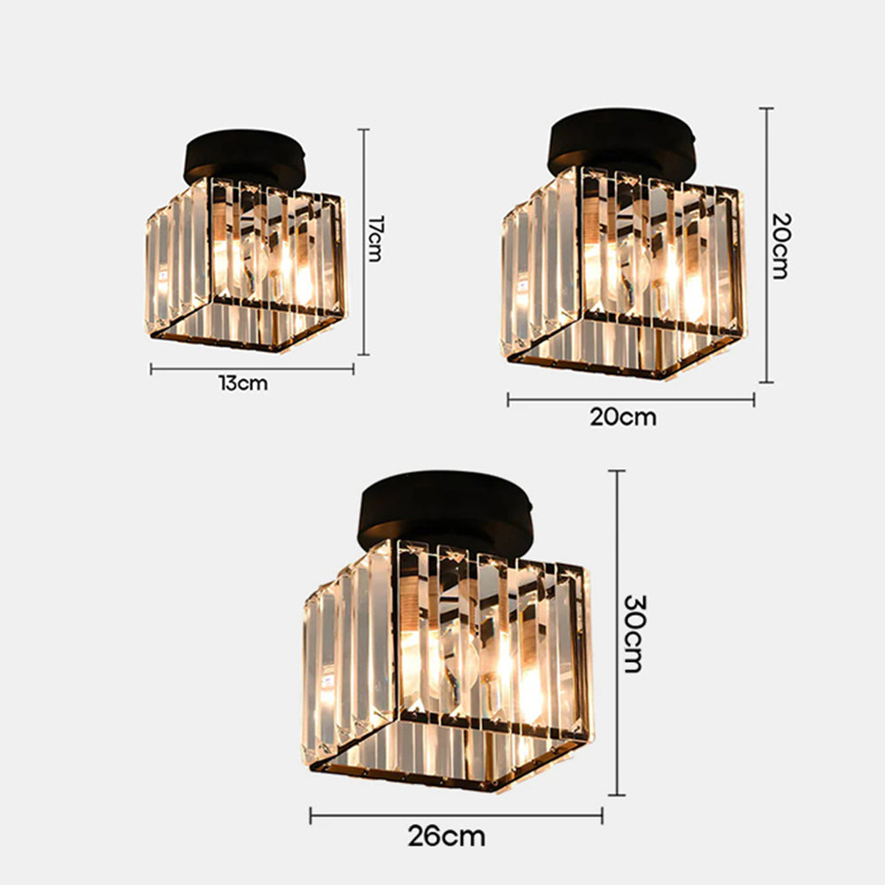 Plafondlamp Kristal Zwart Zilver Goud E27 Opbouw Modern Hal Woonkamer | Restfield
