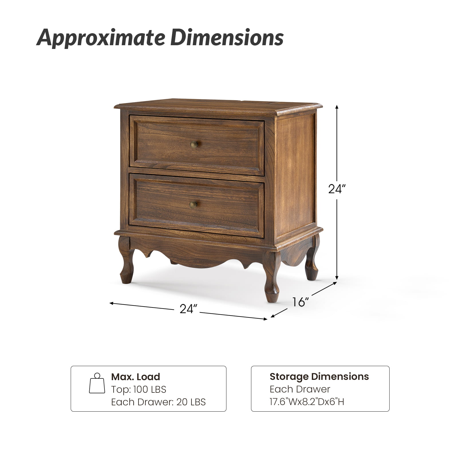 Franse Landelijke Bijzettafel Met 2 Lades En Geïntegreerd Oplaadstation Voor Woonkamer | Restfield