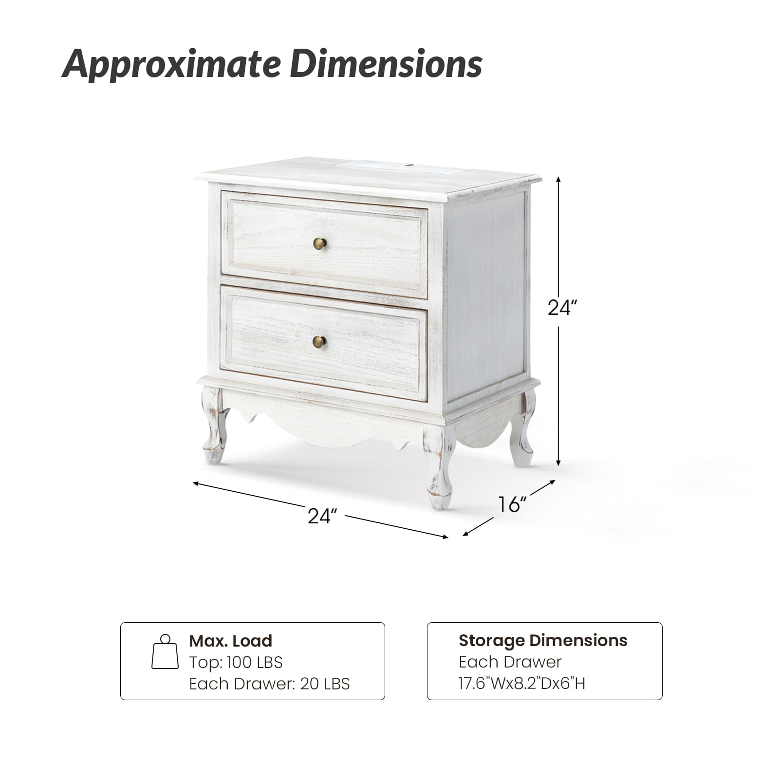 Franse Landelijke Bijzettafel Met 2 Lades En Geïntegreerd Oplaadstation Voor Woonkamer | Restfield