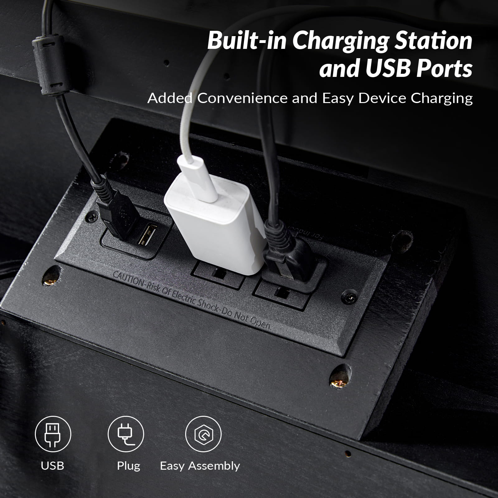 Landelijke Houten Bijzettafel Met 3 Lades En Geïntegreerd Oplaadstation Voor Woonkamer | Restfield