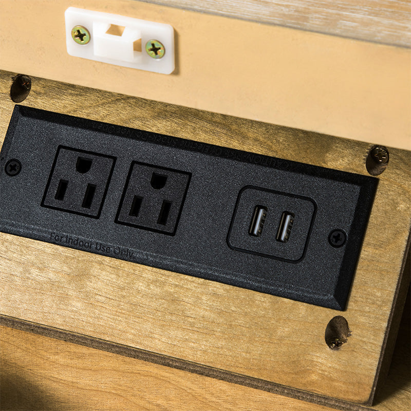 Landelijke Houten Bijzettafel Met 3 Lades En Geïntegreerd Oplaadstation Voor Woonkamer | Restfield