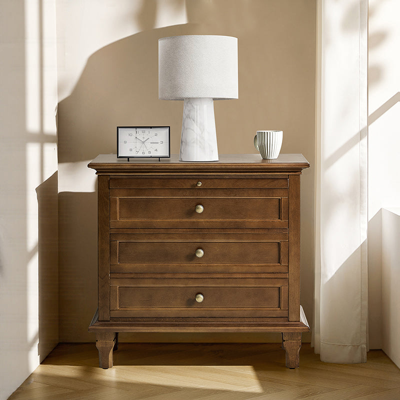 Landelijke Houten Bijzettafel Met 3 Lades En Geïntegreerd Oplaadstation Voor Woonkamer | Restfield