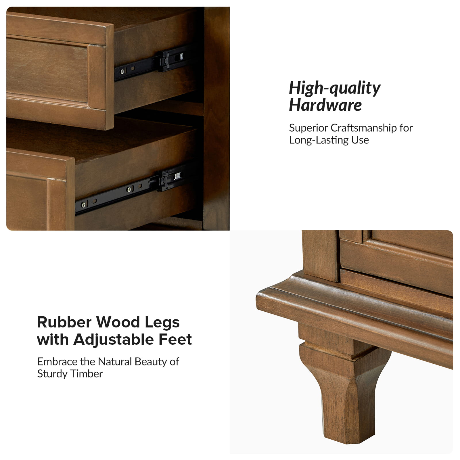 Landelijke Houten Bijzettafel Met 3 Lades En Geïntegreerd Oplaadstation Voor Woonkamer | Restfield