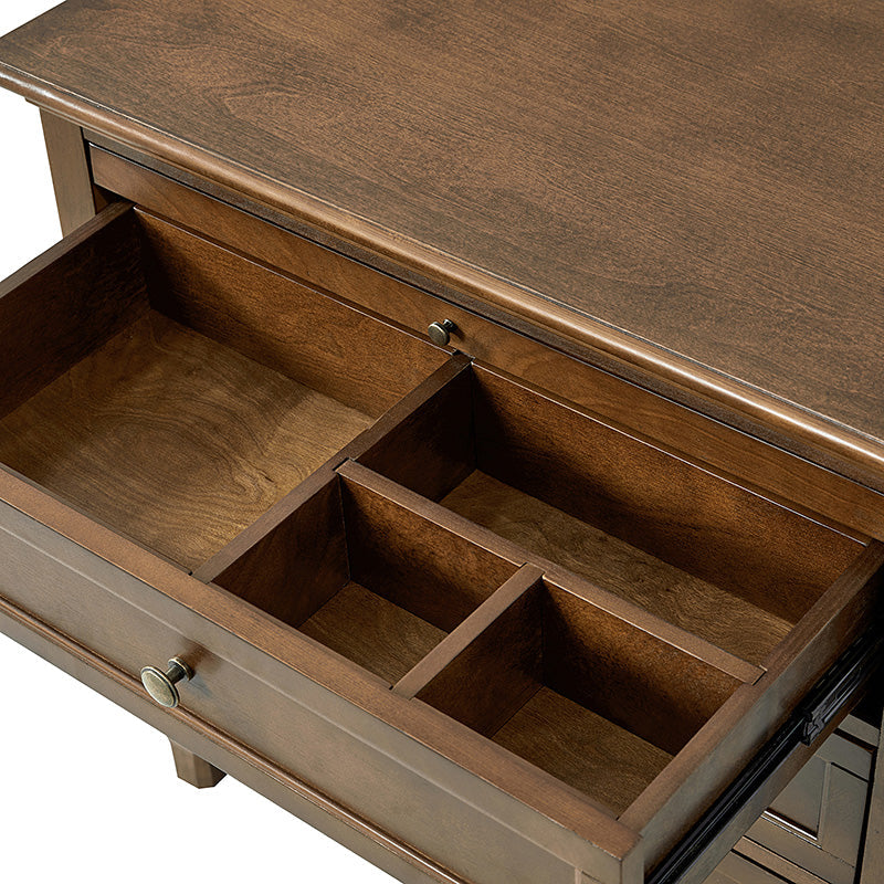 Landelijke Houten Bijzettafel Met 3 Lades En Geïntegreerd Oplaadstation Voor Woonkamer | Restfield