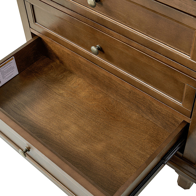 Landelijke Houten Bijzettafel Met 3 Lades En Geïntegreerd Oplaadstation Voor Woonkamer | Restfield