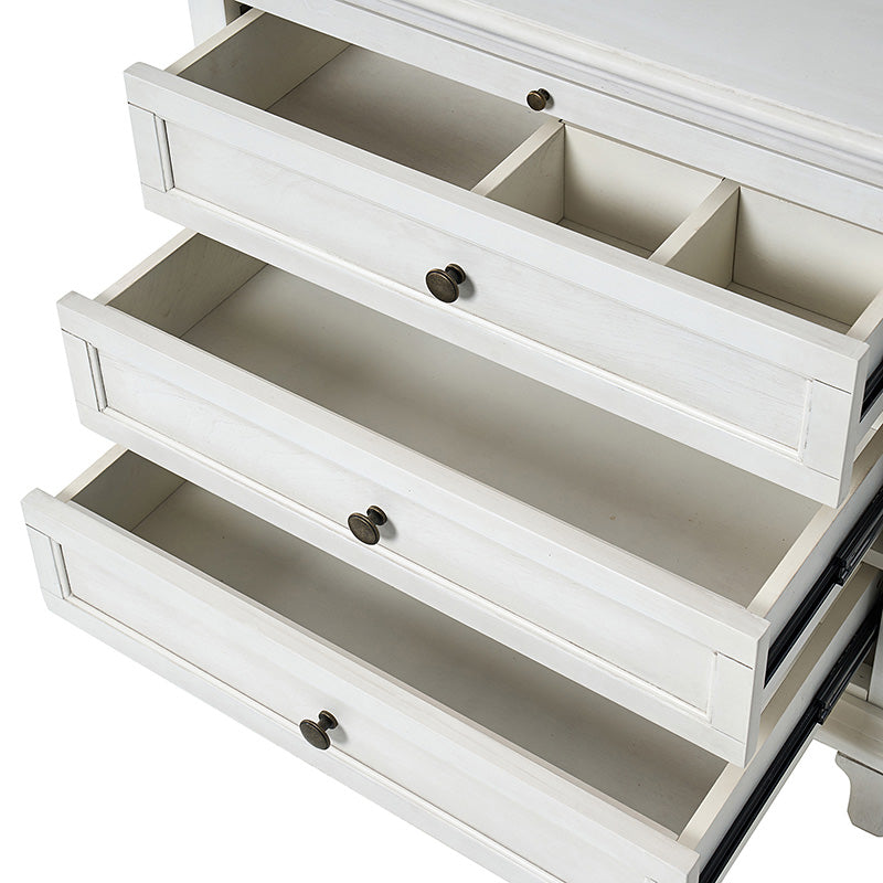 Landelijke Houten Bijzettafel Met 3 Lades En Geïntegreerd Oplaadstation Voor Woonkamer | Restfield