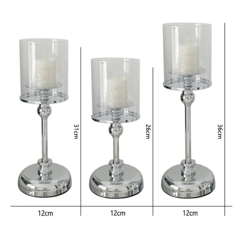 Kandelaar Glas Metaal Goud Zilver Scandinavisch Luxe Tafeldecoratie Woonkamer Restaurant | Restfield