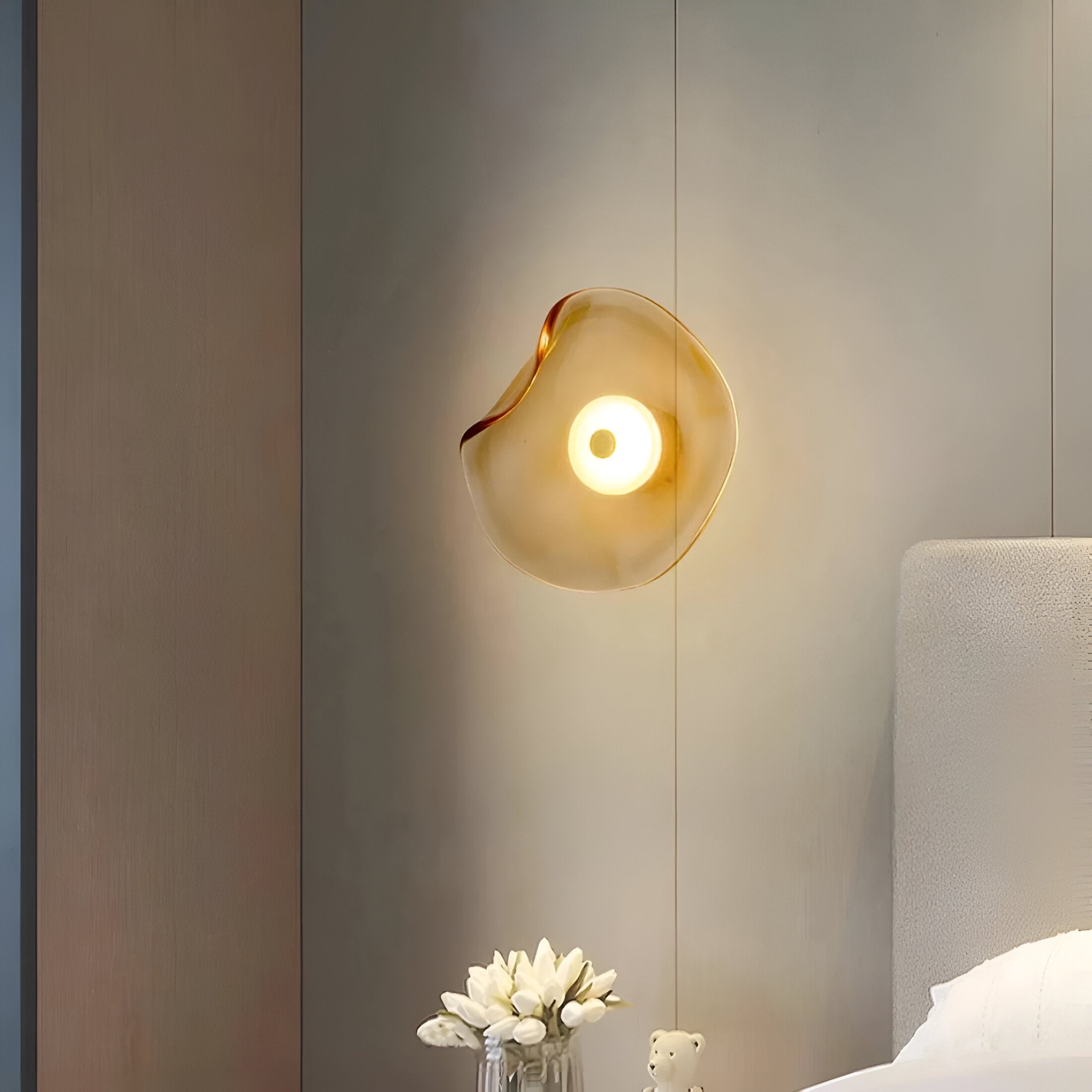 Wandlamp Gebogen Glas LED Sculpturaal Nordisch Goud Zwart 25cm Woonkamer Slaapkamer | Restfield