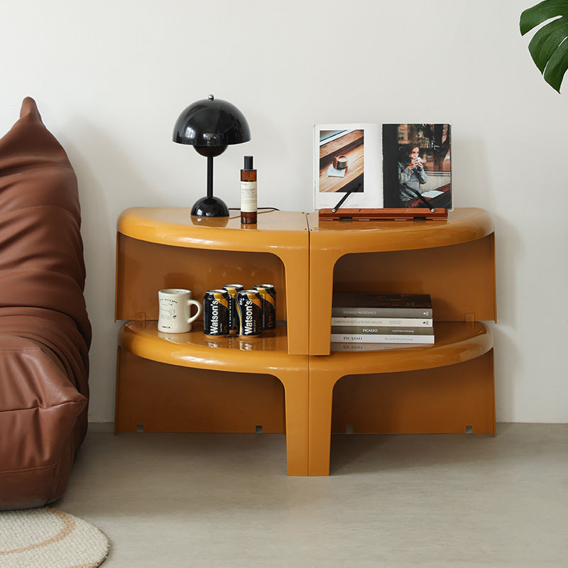 Couchtisch Rund Modular Harz Hochglanz 100 cm Wohnzimmer Designtisch 4 Module Klickbar Zeitgenössisch Skulptural | Restfield