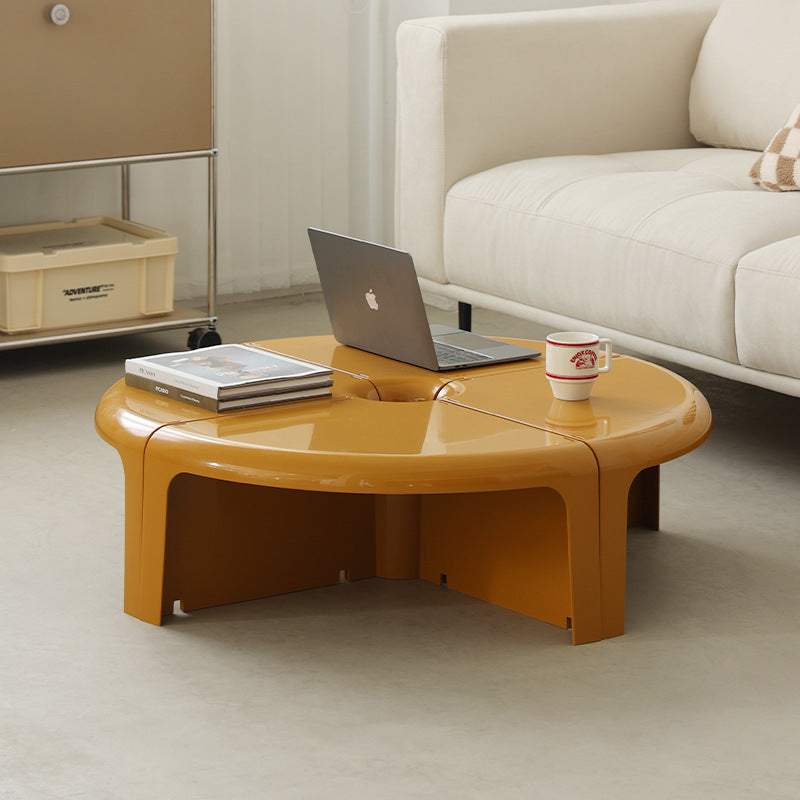 Couchtisch Rund Modular Harz Hochglanz 100 cm Wohnzimmer Designtisch 4 Module Klickbar Zeitgenössisch Skulptural | Restfield