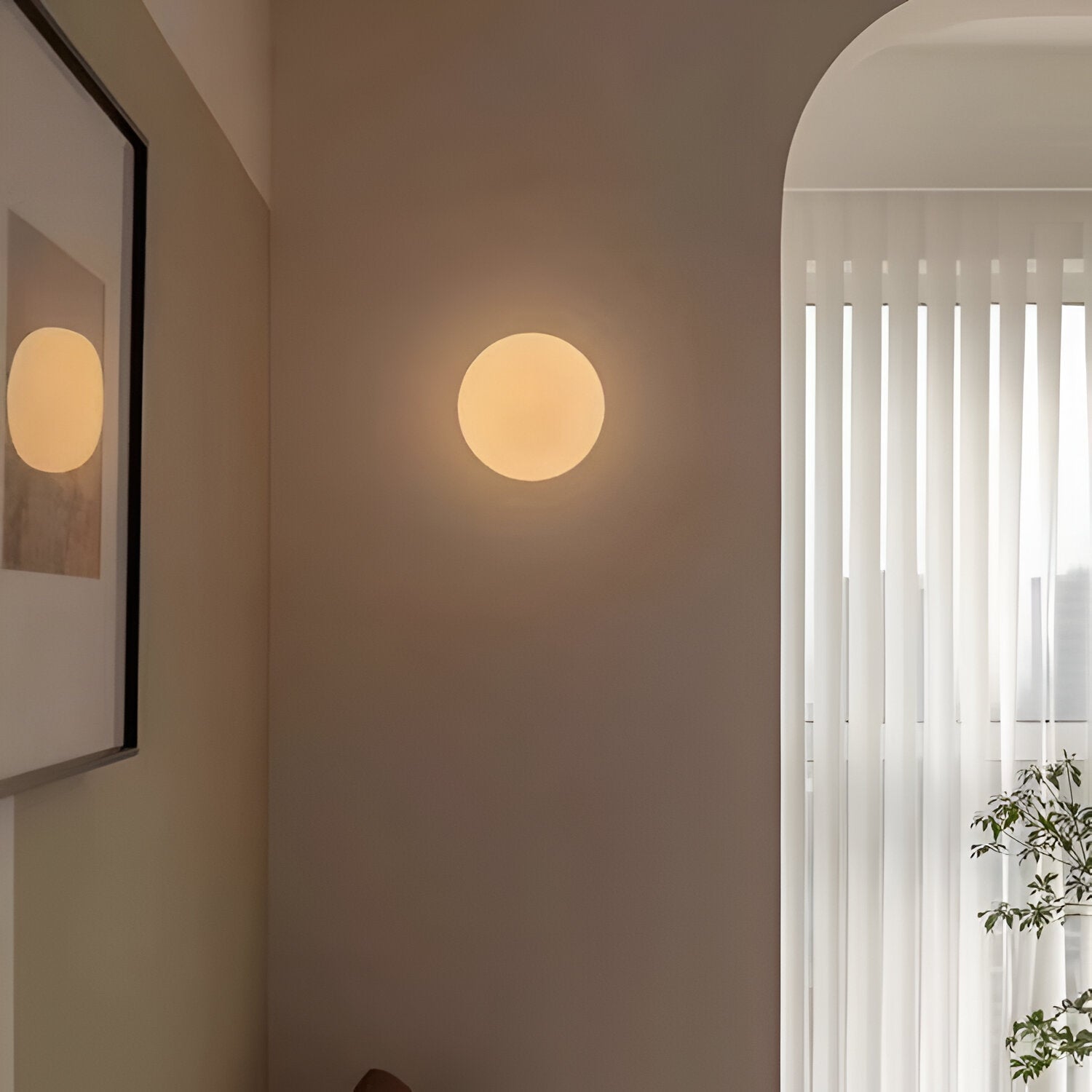 Wandlamp Rond Gesatineerd Glas Minimalistisch Japandi Ø12 Ø20 Slaapkamer Hal | Restfield