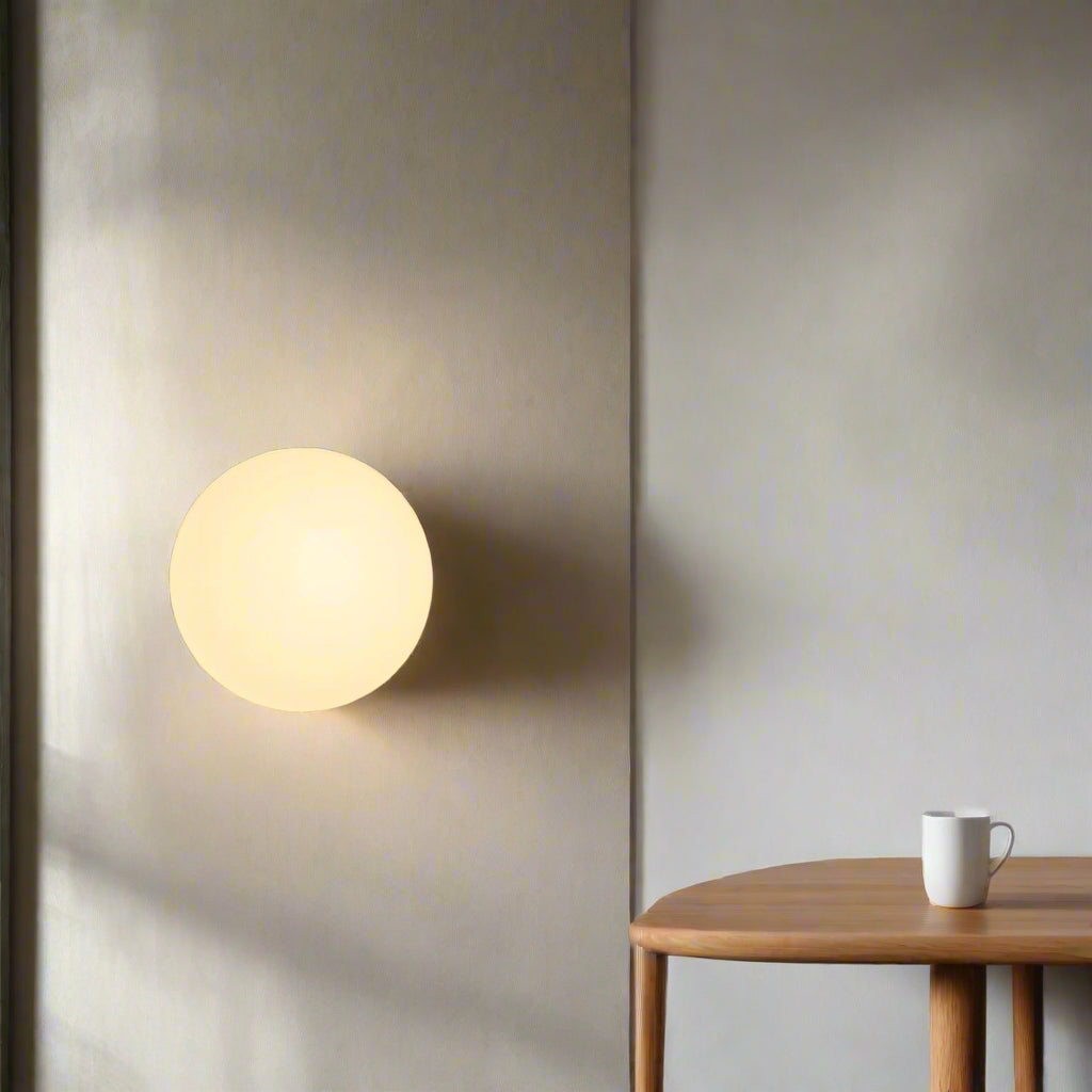 Wandlamp Rond Gesatineerd Glas Minimalistisch Japandi Ø12 Ø20 Slaapkamer Hal | Restfield