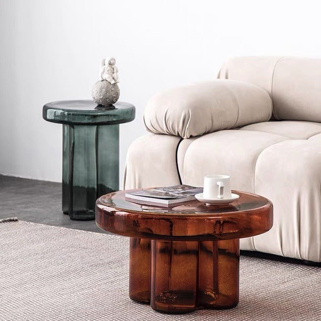 Bernsteinfarbener Couchtisch Geblasenes Glas Skulptur Wohnzimmer | Restfield