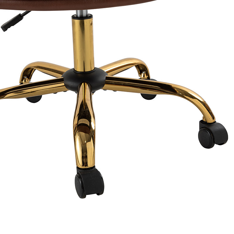 Luxe Ergonomische Bureaustoel Met Gouden Onderstel En Draaifunctie In Vegan Leer | Restfield