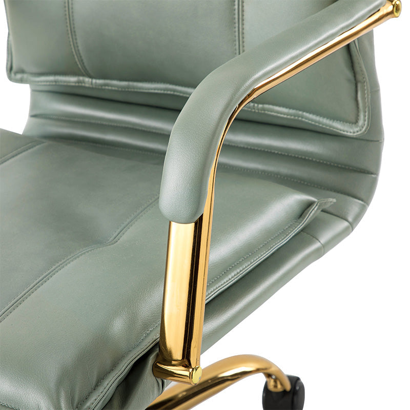 Luxe Ergonomische Bureaustoel Met Gouden Onderstel En Draaifunctie In Vegan Leer | Restfield