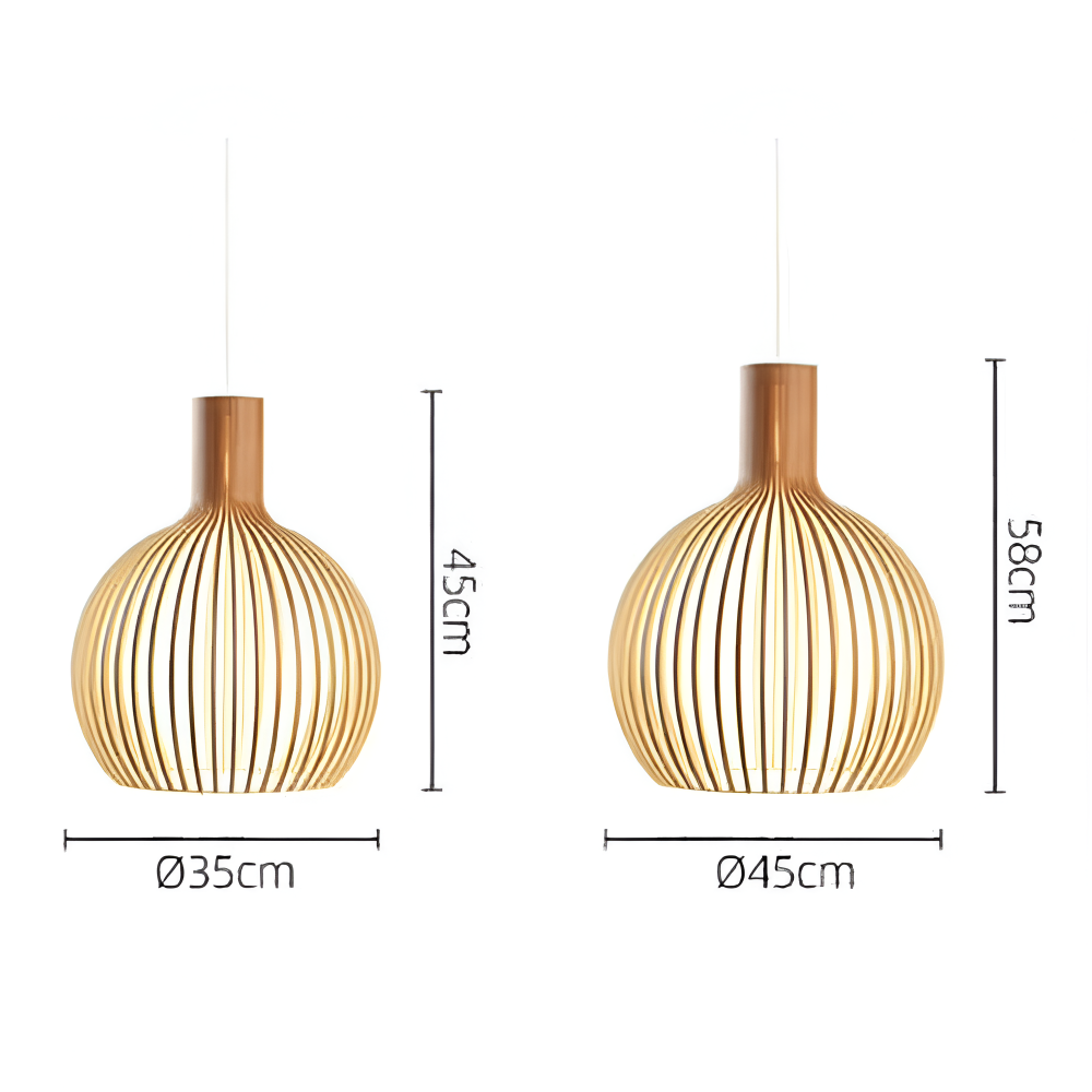 Houten Hanglamp Vintage Design Met Lamellen E27 45cm | Restfield