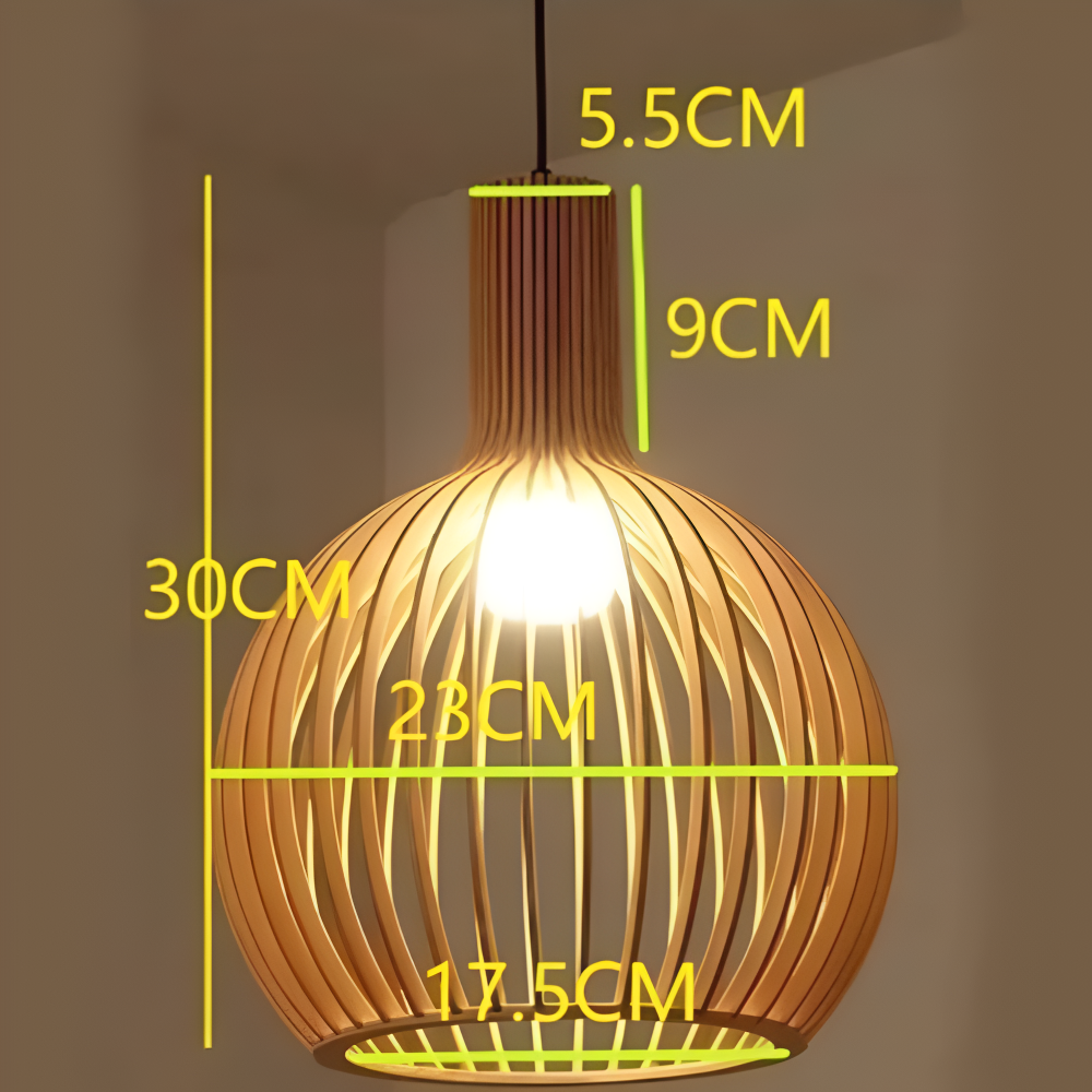 Houten Hanglamp Vintage Design Met Lamellen E27 45cm | Restfield