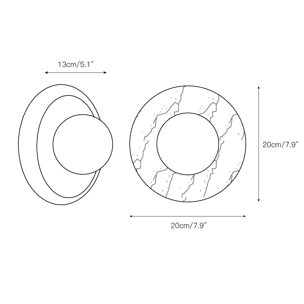 Ronde Design Wandlamp Met Marmeren Achterplaat En Glazen Bol Voor Hal En Slaapkamer | Restfield