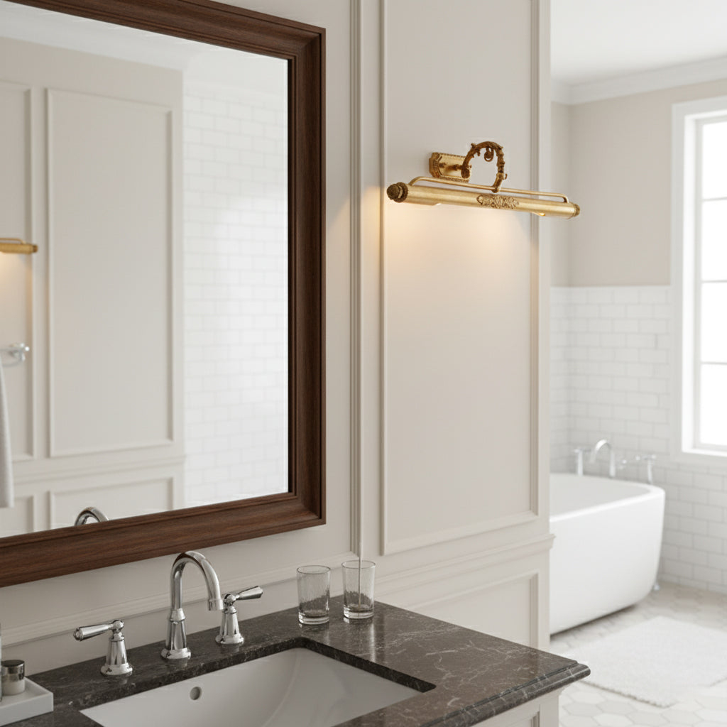 Messing Schilderij Wandlamp met Geïntegreerde Verlichting – Luxe Galerijverlichting in Antiek Messing | Restfield