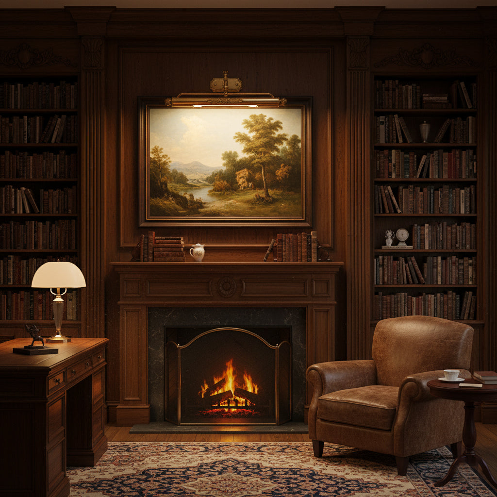 Messing Schilderij Wandlamp met Geïntegreerde Verlichting – Luxe Galerijverlichting in Antiek Messing | Restfield