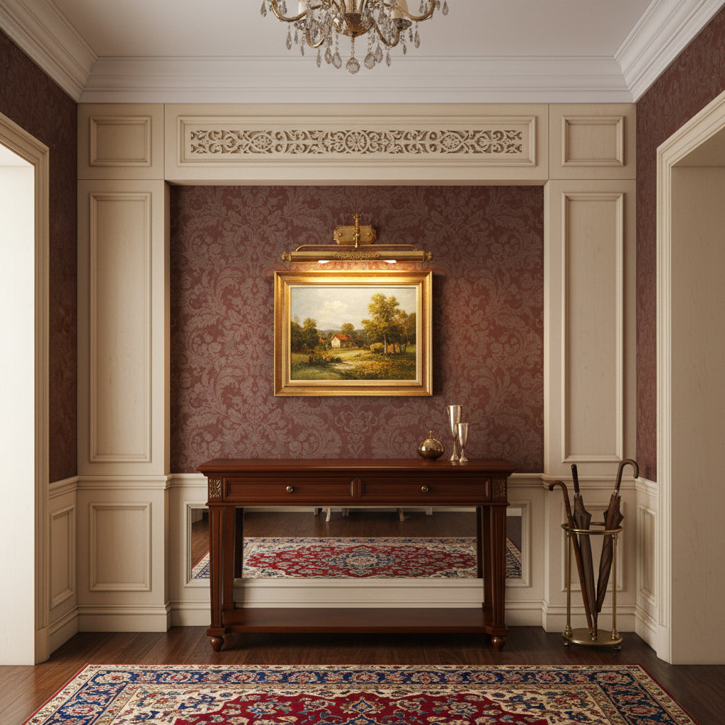 Messing Schilderij Wandlamp met Geïntegreerde Verlichting – Luxe Galerijverlichting in Antiek Messing | Restfield