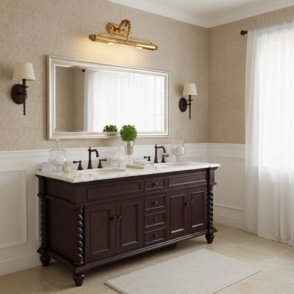 Messing Schilderij Wandlamp met Geïntegreerde Verlichting – Luxe Galerijverlichting in Antiek Messing | Restfield