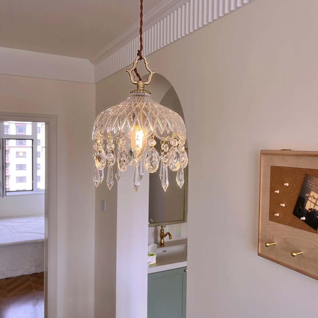 Kristallen Hanglamp Messing Glas Vintage Frans 15cm 20cm E14 | Restfield