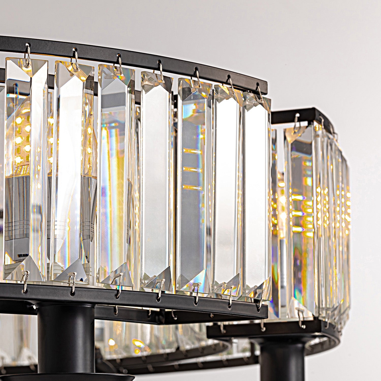 Kristallen Kroonluchter Rustiek Landelijk K9 Kristal Zwart Metaal E12 Eetkamer Woonkamer | Restfield