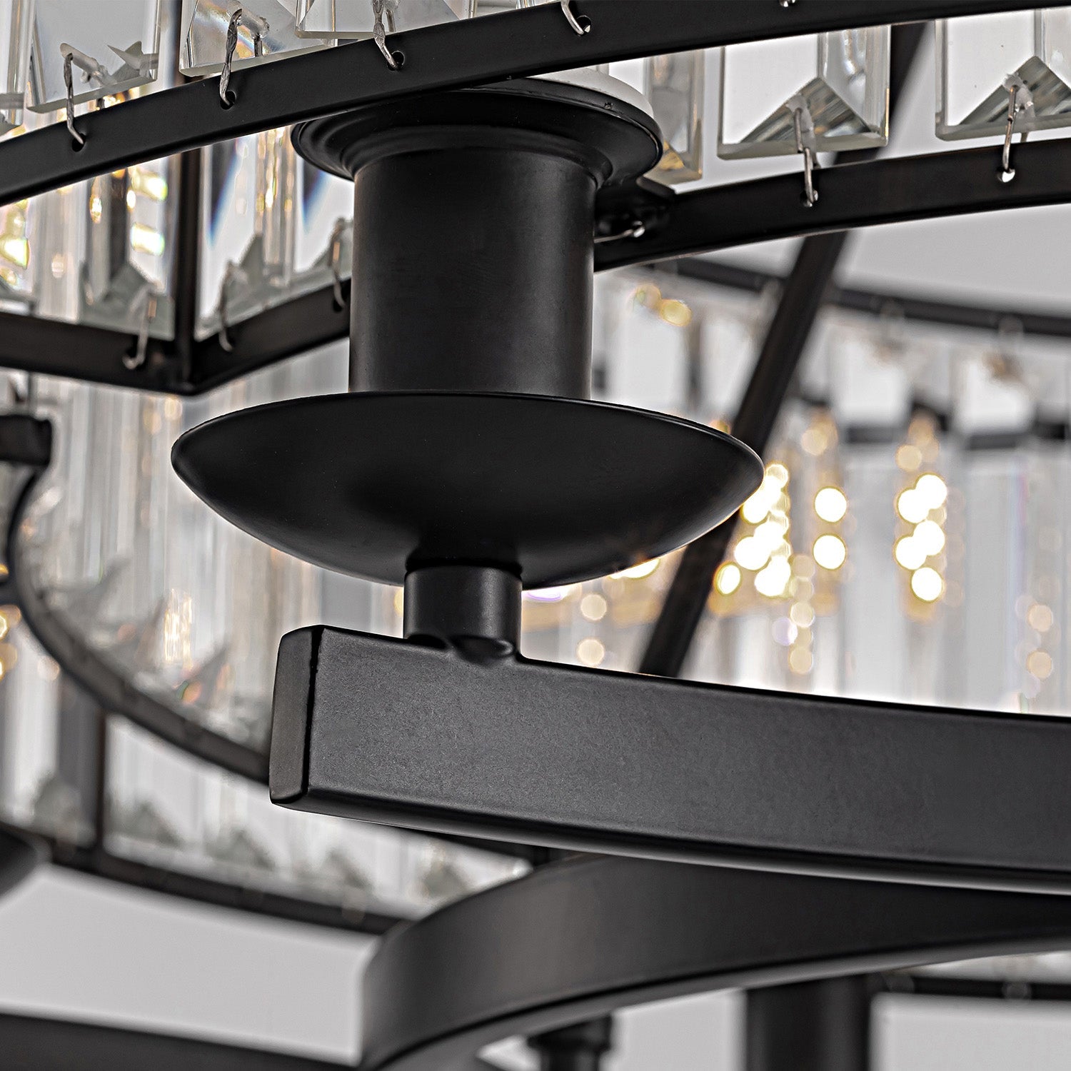 Kristallen Kroonluchter Rustiek Landelijk K9 Kristal Zwart Metaal E12 Eetkamer Woonkamer | Restfield