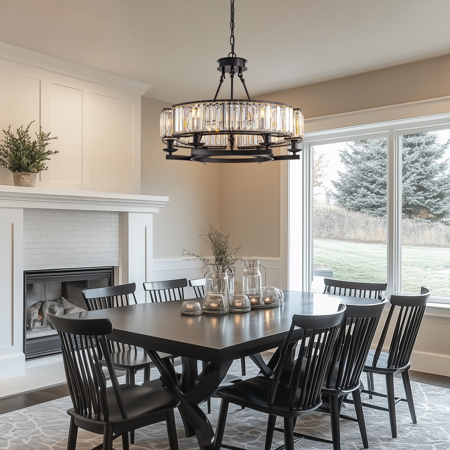 Kristallen Kroonluchter Rustiek Landelijk K9 Kristal Zwart Metaal E12 Eetkamer Woonkamer | Restfield