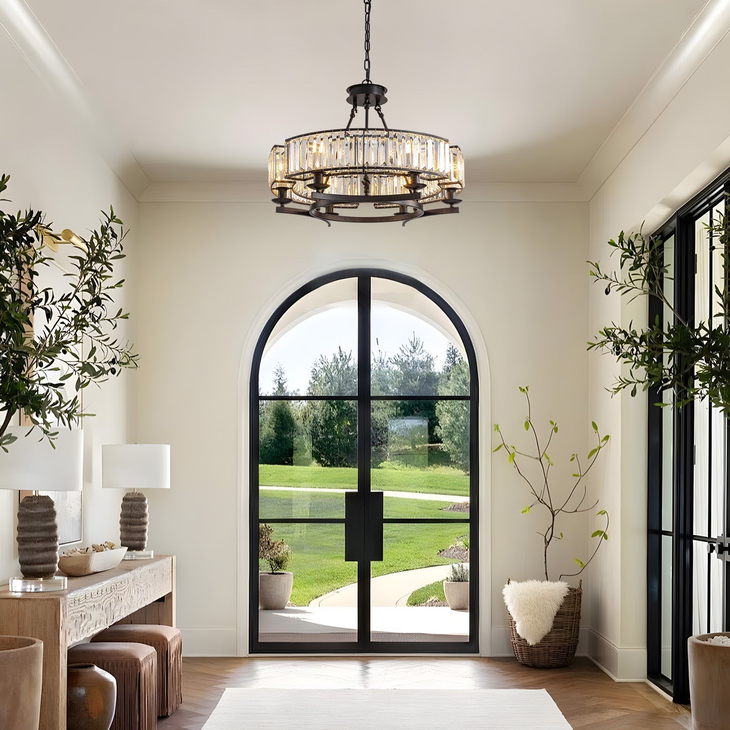Kristallen Kroonluchter Rustiek Landelijk K9 Kristal Zwart Metaal E12 Eetkamer Woonkamer | Restfield