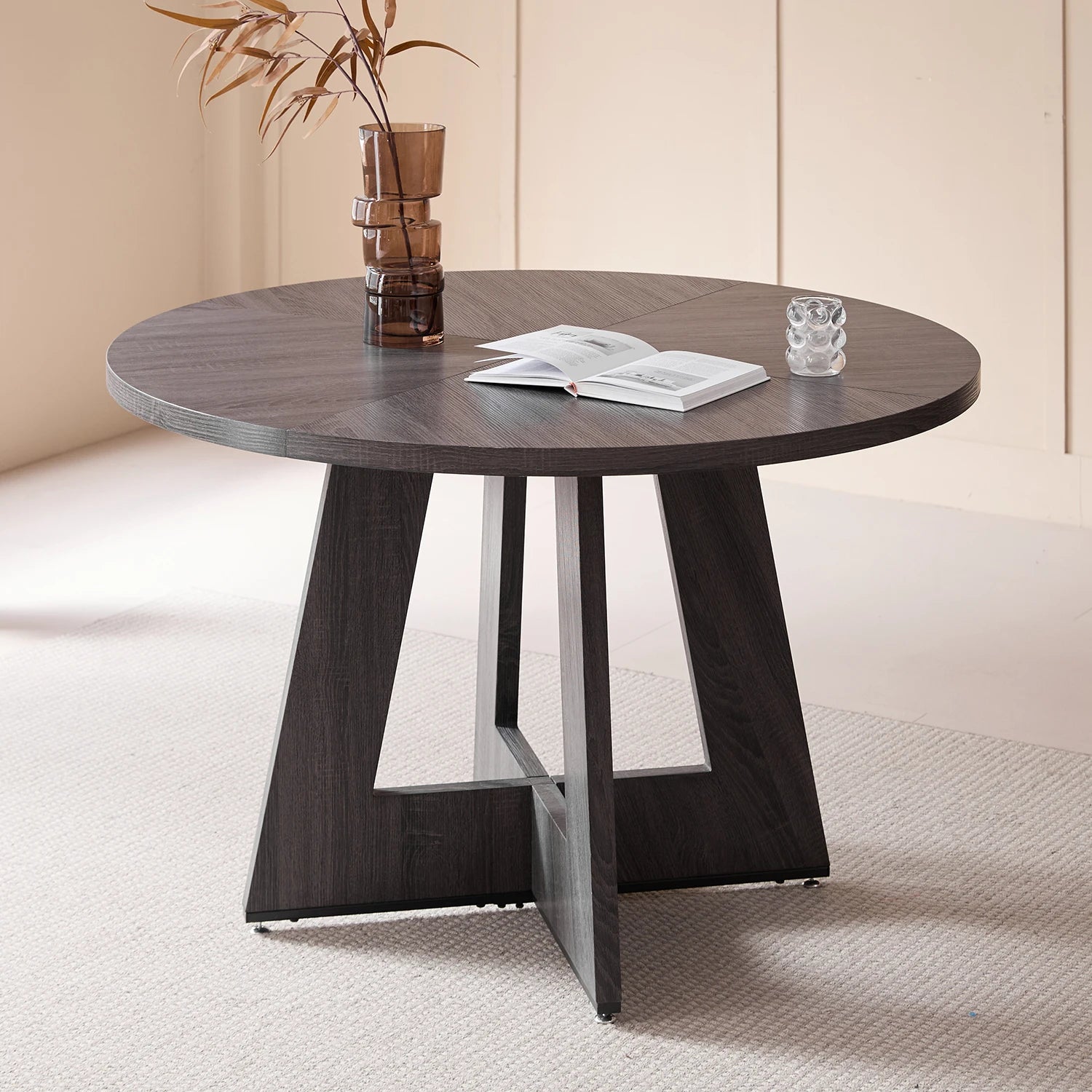 Ronde Eettafel 120cm Hout Industrieel Zwart Of Naturel 4-6 Personen | Restfield