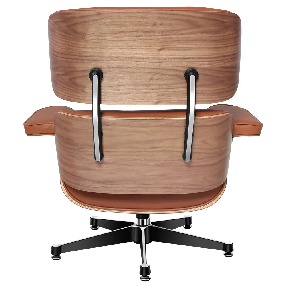 Lounge Sessel Mit Ottoman Klassisches Nussbaum Kuhfell Drehbar Relaxsessel Wohnzimmer | Restfield