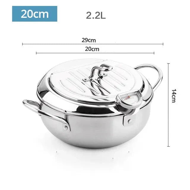 Frituurpan Met Thermometer En Uitlekdeksel RVS Oliepan | Restfield