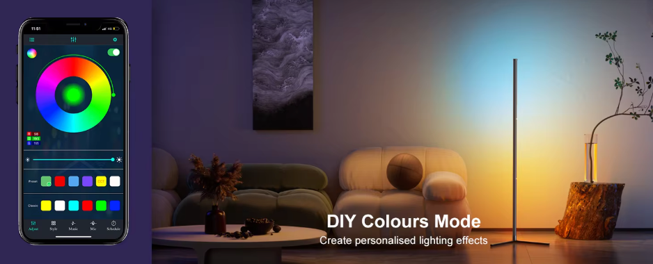 Slimme RGB Vloerlamp 150cm Dream Kleur Dimbaar App Bluetooth | Restfield