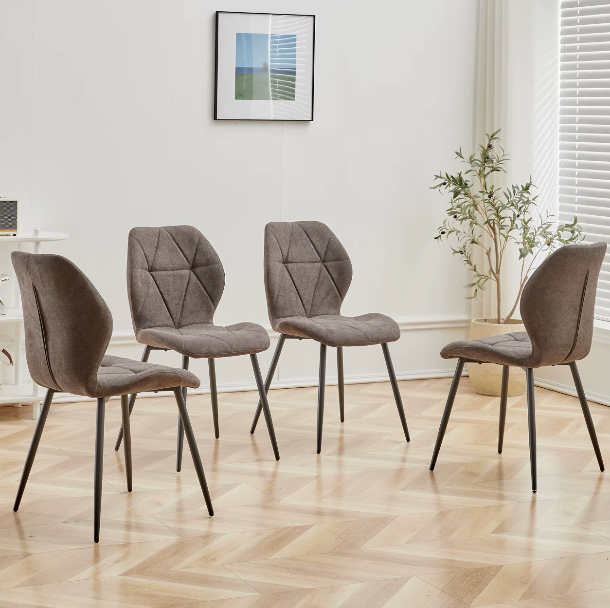 Eetkamerstoelen Set Van 4 Gestoffeerd Fluweel Metaal Modern Scandinavisch Keuken Eettafel Stoelen | Restfield