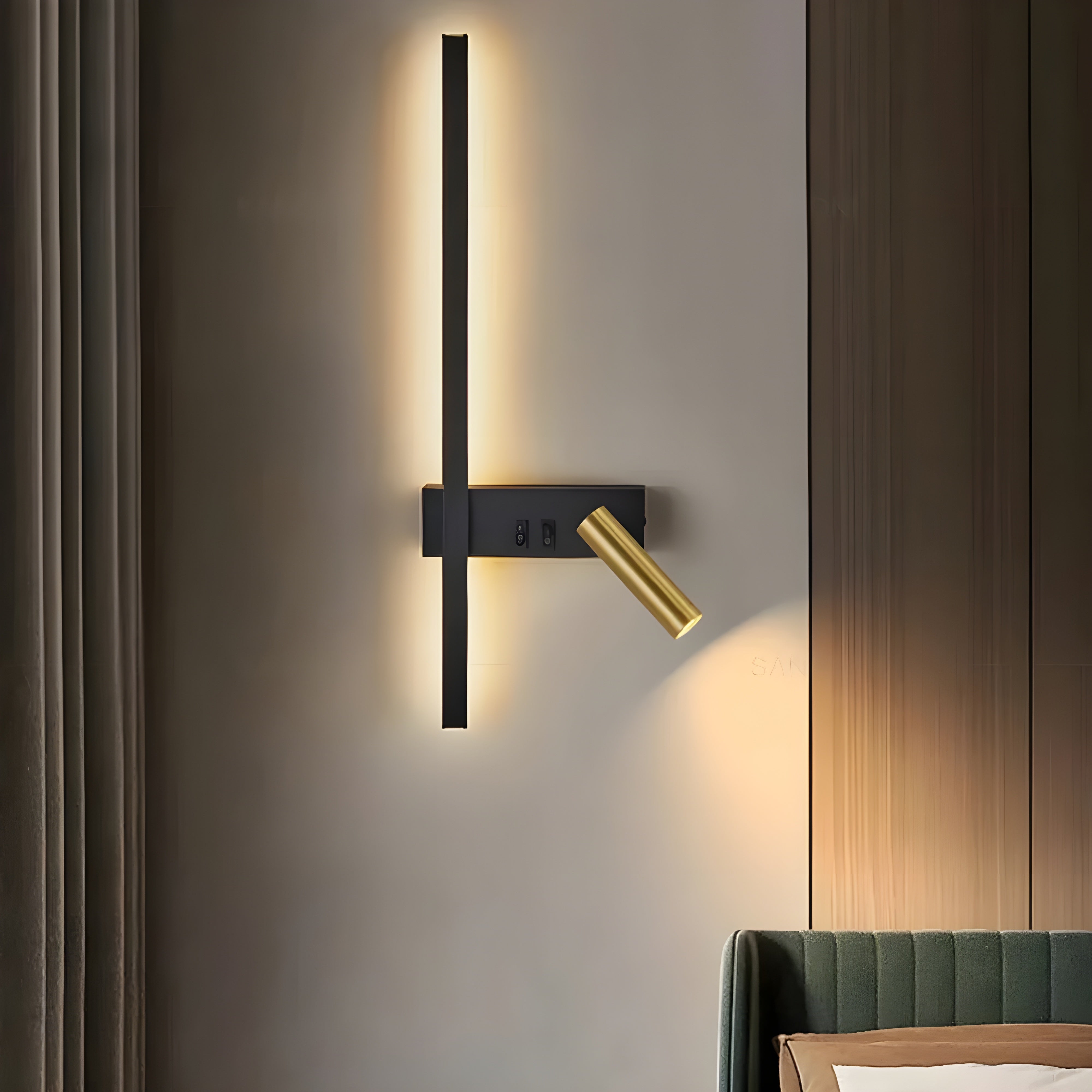 Wandlamp LED Zwart Goud Met Schakelaar Up Down Light | Restfield