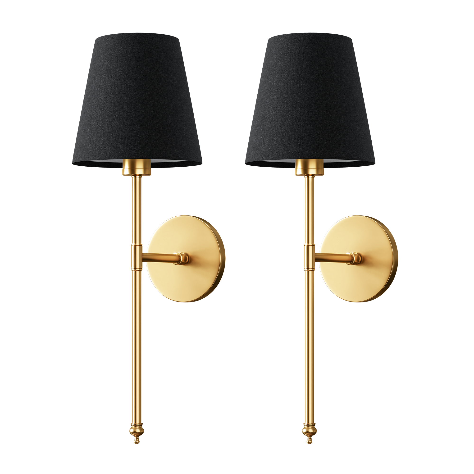 Applique murale Or Abat-jour noir Set de 2 Sans fil Télécommande Dimmable RGB Chambre Salon | Restfield