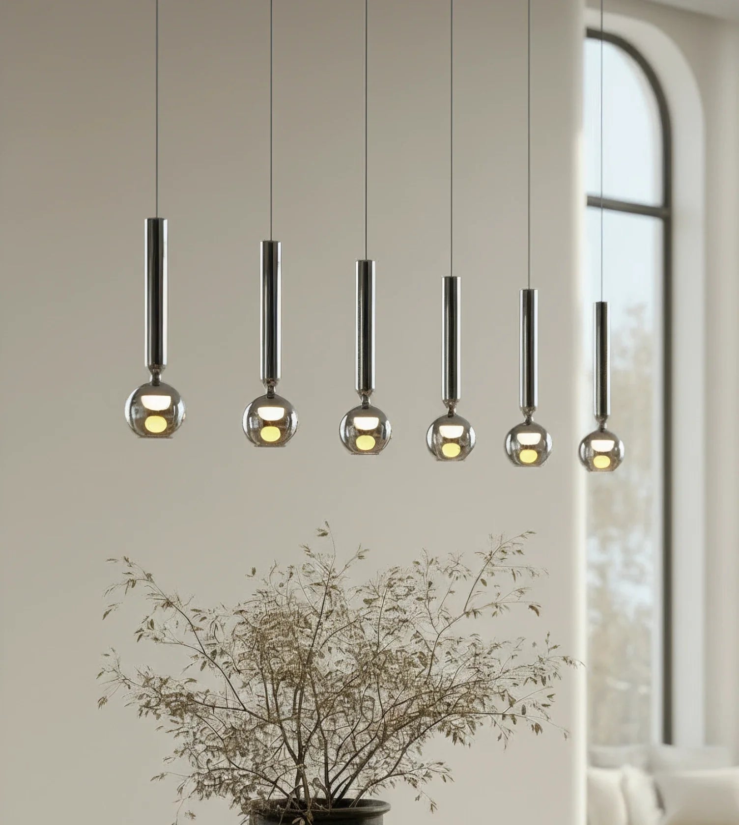 Hanglamp LED Zwart Chroom 100cm Dimbaar Glas Modern Design